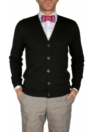 EXTRA FINE WOOL BLACK CARDIGAN