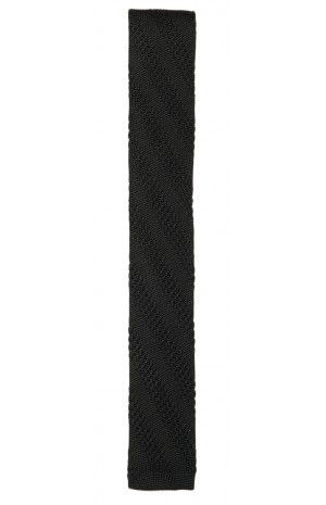 SILK BLACK KNITTED TIE