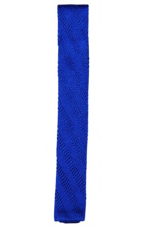 SILK ROYAL BLUE KNITTED TIE 