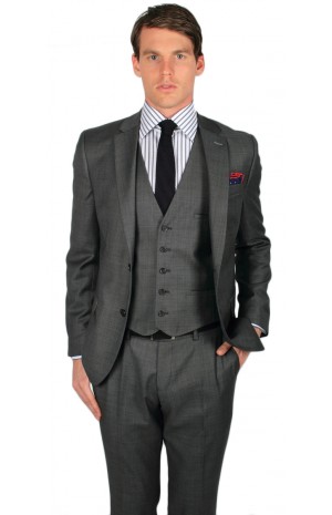 SUPER 110's GREY WOOL SUIT JACKET