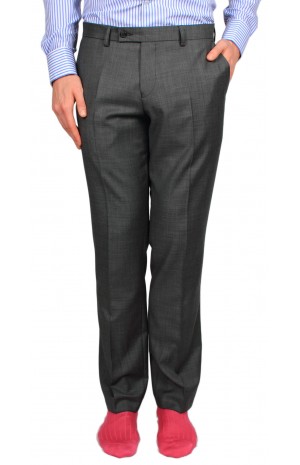 SUPER 110's GREY WOOL TROUSERS