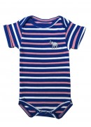 BLUE, PINK AND WHTE STRIPED BABY SUIT