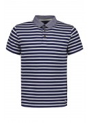 NAVY AND WHITE STRIPED POLO