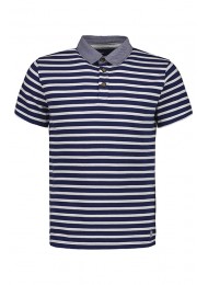 NAVY AND WHITE STRIPED POLO