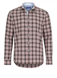 BROWN, RED AND BLUE CHECKED CASUAL SHIRT 