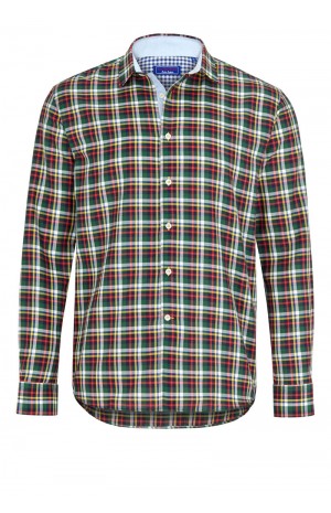GREEN, RED AND YELLOW CHECKED CASUAL SHIRT 