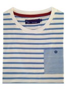 COTTON BLUE & WHITE STRIPES ROUND NECK T-SHIRT