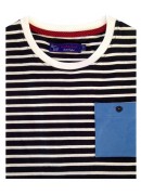 COTTON NAVY & WHITE STRIPES ROUND NECK T-SHIRT