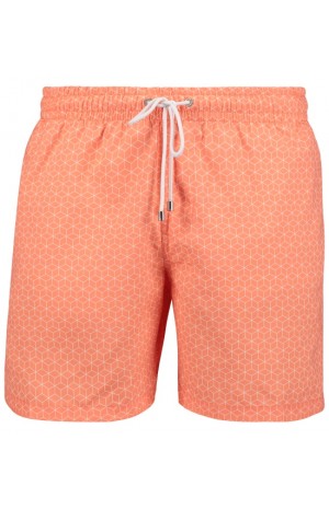 3D CUBE PRINT, ORANGE SWIM SHORTS