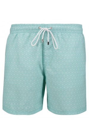 3D CUBE PRINT, TURQUOISE SWIM SHORTS