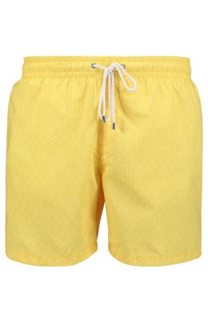 3D CUBE PRINT, YELLOW SWIM SHORTS