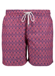 HEXAGON PRINT, BLUE AND PINK SWIM SHORTS