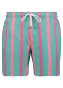 TURQUOISE, SALMON AND PURPLE STRIPED SWIM SHORTS