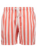 WHITE AND SALMON STRIPED SWIM SHORTS