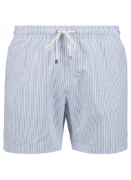 SKY BLUE STRIPED SEERSUCKER SWIM SHORTS