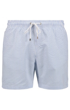 SKY BLUE STRIPED SEERSUCKER SWIM SHORTS